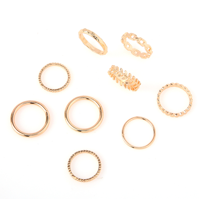 Złoty pierścień Jewdy Simple Style z motywem liści, geometrią i pustym wnętrzem - biżuteria na palce dla kobiet, mężczyzn. Prezent na zimową imprezę 2020 - Wianko - 14