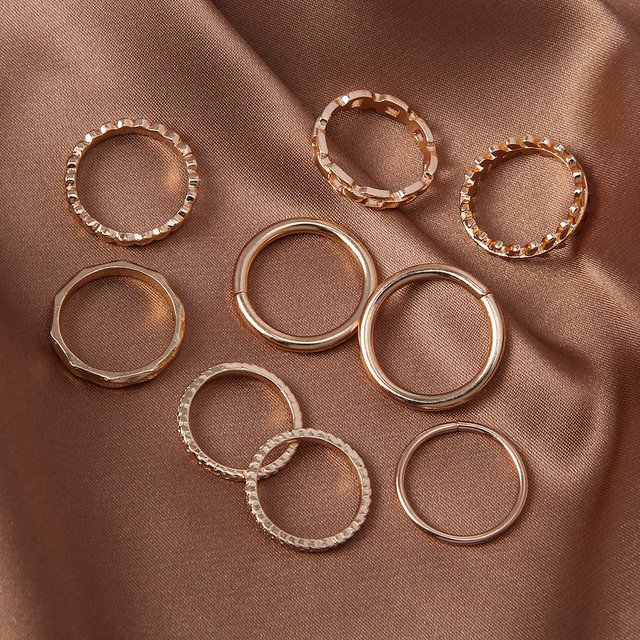 Złoty pierścień Jewdy Simple Style z motywem liści, geometrią i pustym wnętrzem - biżuteria na palce dla kobiet, mężczyzn. Prezent na zimową imprezę 2020 - Wianko - 12