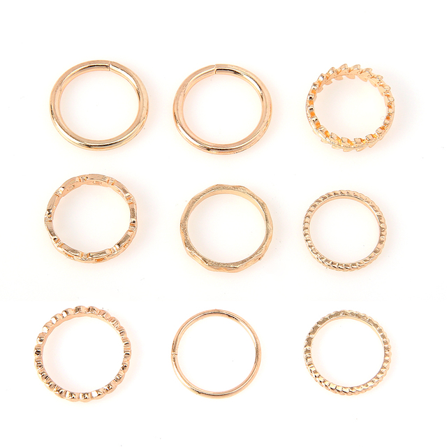 Złoty pierścień Jewdy Simple Style z motywem liści, geometrią i pustym wnętrzem - biżuteria na palce dla kobiet, mężczyzn. Prezent na zimową imprezę 2020 - Wianko - 13