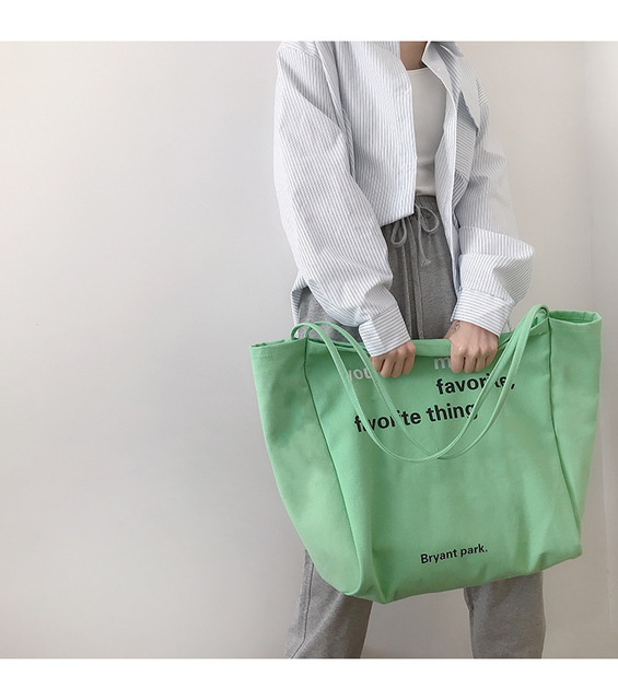 Duża płócienna torba na ramię z literami dla kobiet - Wianko - 10