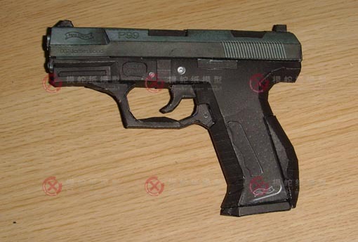 Pistolet P99 - 007, Model 3D, Zabawkowy Papierowy DIY, Skala 1:1 - Wianko - 4