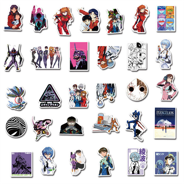 Naklejki z postaciami z Anime Evangelion - graffiti, cartoon, DIY, telefon, księga gości, laptop, bagaż, deskorolka - Wianko - 3