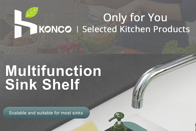 Półka nad zlewem Konco Kitchen Organizer - regulowany stojak do przechowywania mydła, ręczników i akcesoriów kuchennych - Wianko - 1