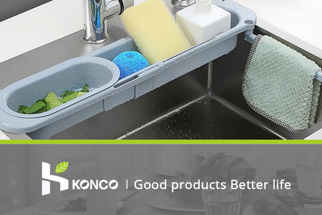 Półka nad zlewem Konco Kitchen Organizer - regulowany stojak do przechowywania mydła, ręczników i akcesoriów kuchennych - Wianko - 15
