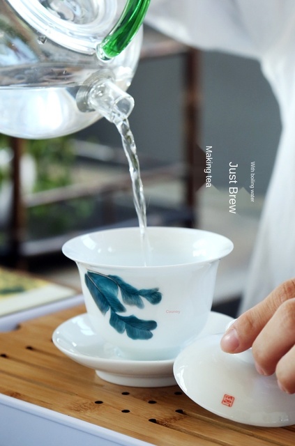 Ręcznie malowana trzy-siłowa przykrywka do filiżanki, ceramiczne naczynie na herbatę, miska prosta, chiński zestaw do herbaty Kung Fu - gaiwan - Wianko - 7