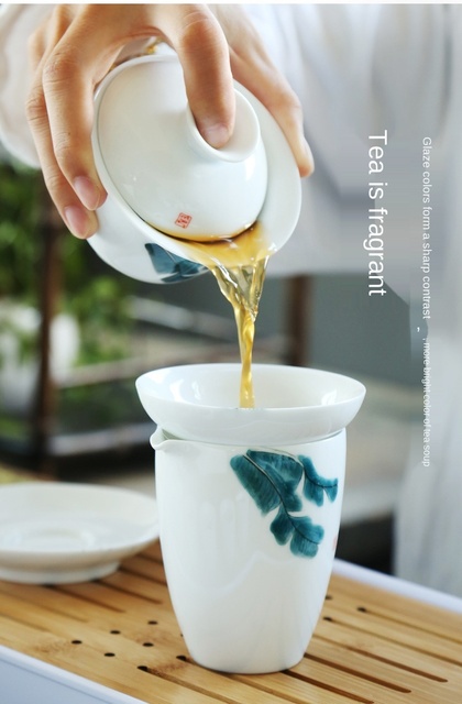 Ręcznie malowana trzy-siłowa przykrywka do filiżanki, ceramiczne naczynie na herbatę, miska prosta, chiński zestaw do herbaty Kung Fu - gaiwan - Wianko - 8