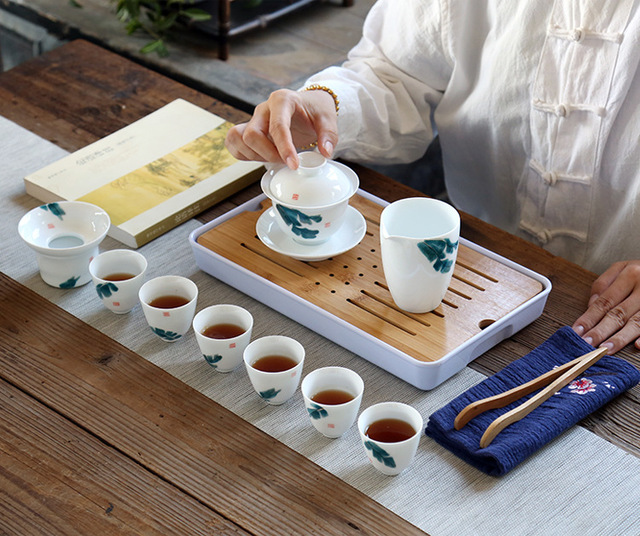 Ręcznie malowana trzy-siłowa przykrywka do filiżanki, ceramiczne naczynie na herbatę, miska prosta, chiński zestaw do herbaty Kung Fu - gaiwan - Wianko - 4