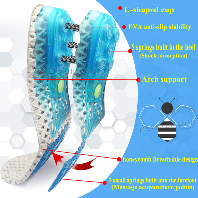 Sportowe wkładki do butów z elastyczną podeszwą i sprężynową amortyzacją, wspomagające łuk stopy i podeszwy powięzi - Wianko - 19
