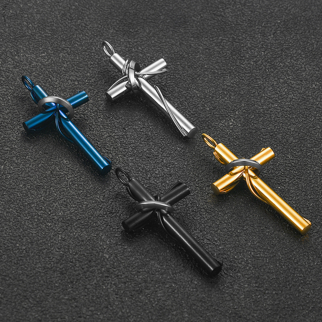 Naszyjnik z uzwojeniami krzyża wykonany ze stali nierdzewnej, idealny zarówno dla kobiet, jak i mężczyzn, modlitwowy Amulet o wykwintnym designie - Wianko - 1