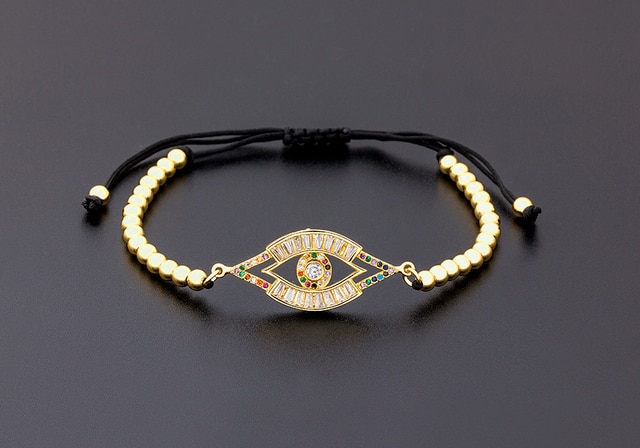 Modna bransoletka pleciona złotym kolorem z regulacją - biżuteria miedziana z koralikami CZ dla kobiet, aranżacja etniczna Boho - Wianko - 44