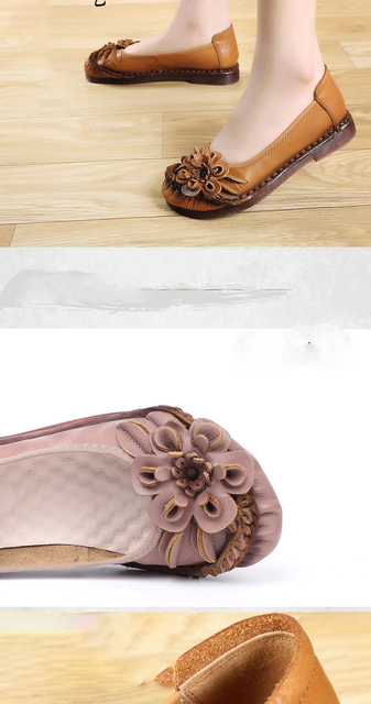 Damskie mokasyny Retro z prawdziwej skóry AARDIMI, kwiatowy wzór, płaskie buty na poślizg - Wianko - 5