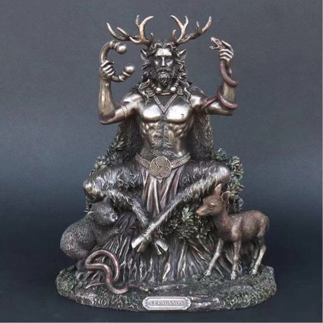 Bóg rzeźba Cernunnos - rogaty zwierząt, żywica, krajobraz, figurka dekoracyjna do domu i biura - Wianko - 11