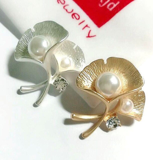 Broszka Ginkgo biloba z wysokiej jakości koreańską cyrkoniami imitacją pereł, dekoracyjny pin z liściem na kołnierz cardiganu - Wianko - 7