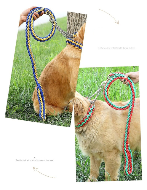 Trwała lina nylonowa smycz dla psa 1.2M + kołnierze dla dużych psów Golden Retriever i Labrador - Wianko - 17