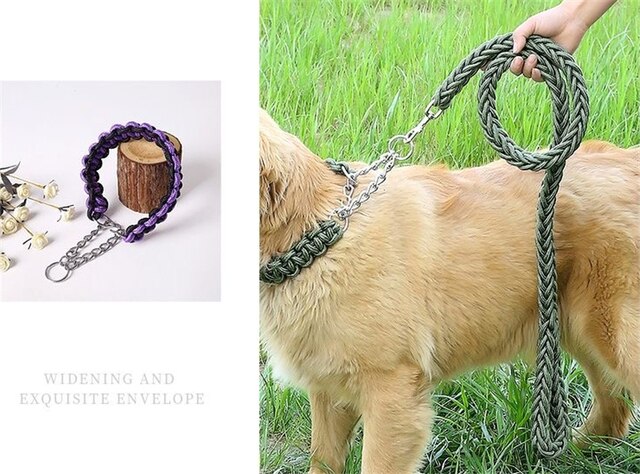 Trwała lina nylonowa smycz dla psa 1.2M + kołnierze dla dużych psów Golden Retriever i Labrador - Wianko - 11