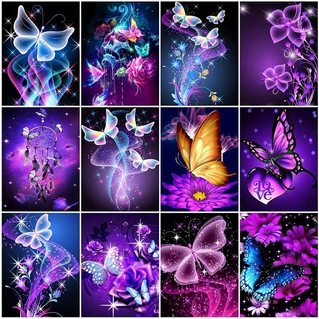 Zestaw mozaiki Disney 5D: Fioletowy motyl - zestaw do malowania diamentami, krzyż, haft - pełna sztuka, dom dla zwierząt, wystrój prezent - Wianko - 1