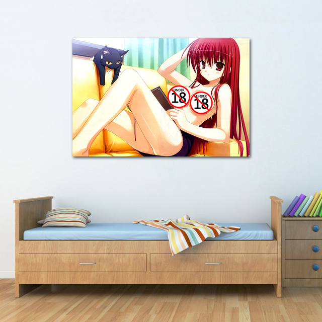 Obraz Anime Sexy Topless Girl dla dorosłych - plakat i wydruk na płótnie do dekoracji sypialni - Wianko - 1