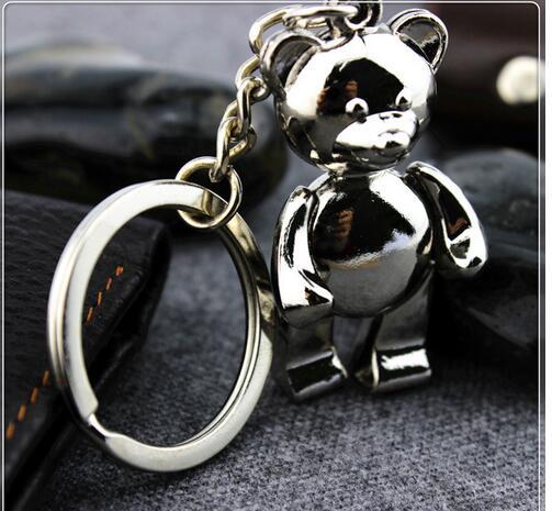 Breloki na klucze - Piękny metalowy breloczek z niedźwiedziem, wykonany ze stopu cynkowego, długość 10cm - Wianko - 4