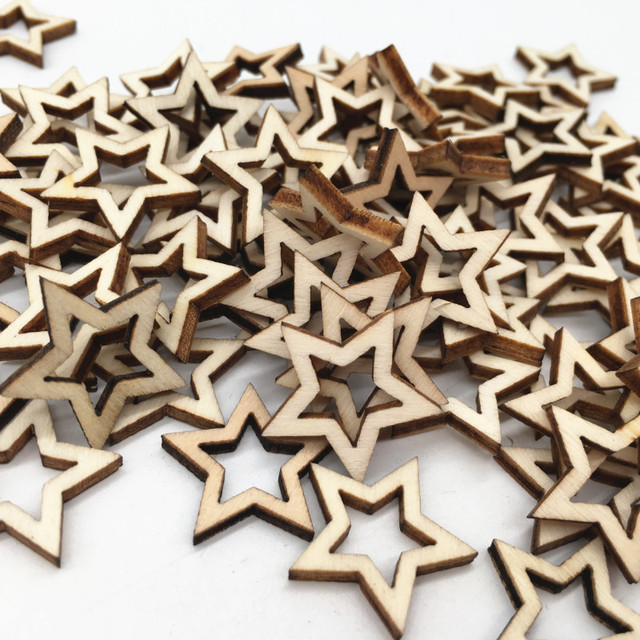 20 sztuk drewnianych wycinanek - gwiazdy DIY do dekoracji i prezentów - Wianko - 4
