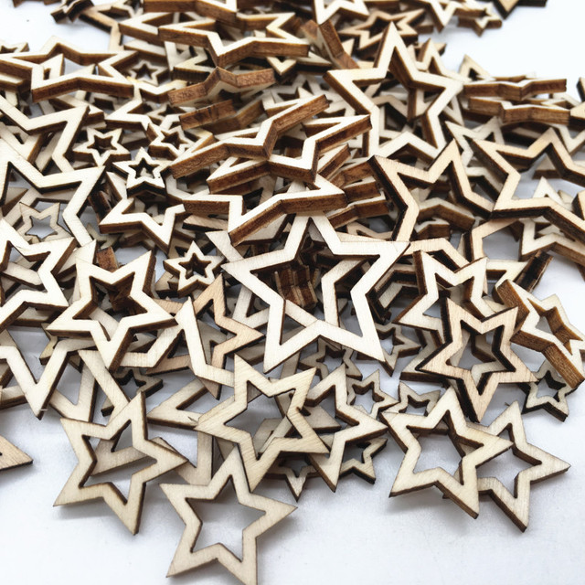 20 sztuk drewnianych wycinanek - gwiazdy DIY do dekoracji i prezentów - Wianko - 8