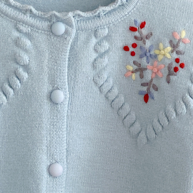 Dzianinowy haftowany kardigan dla dziewczynki na jesień 2021 - Wianko - 19
