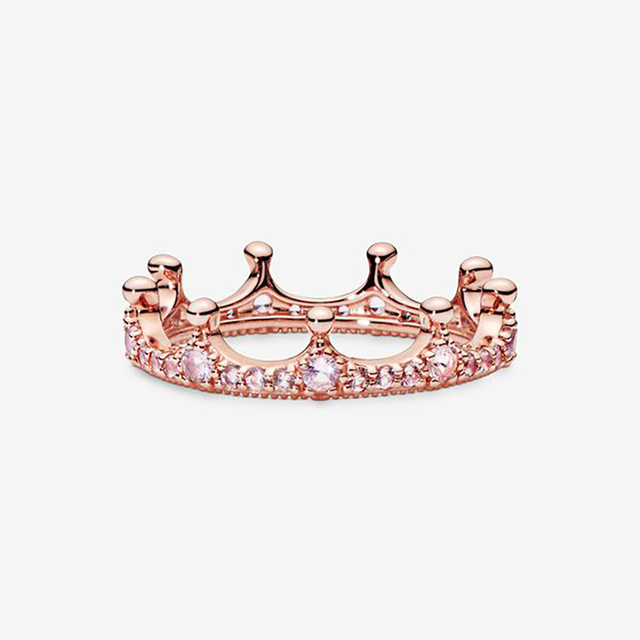 Pierścionki koronne dwukolorowe z różowego złota - musująca biżuteria rocznicowa dla kobiet - Wianko - 2