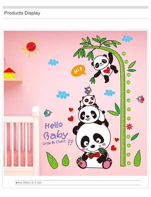Naklejka na ścianę Shijuekongjian z pandami do mierzenia wzrostu dla dzieci - Wianko - 4