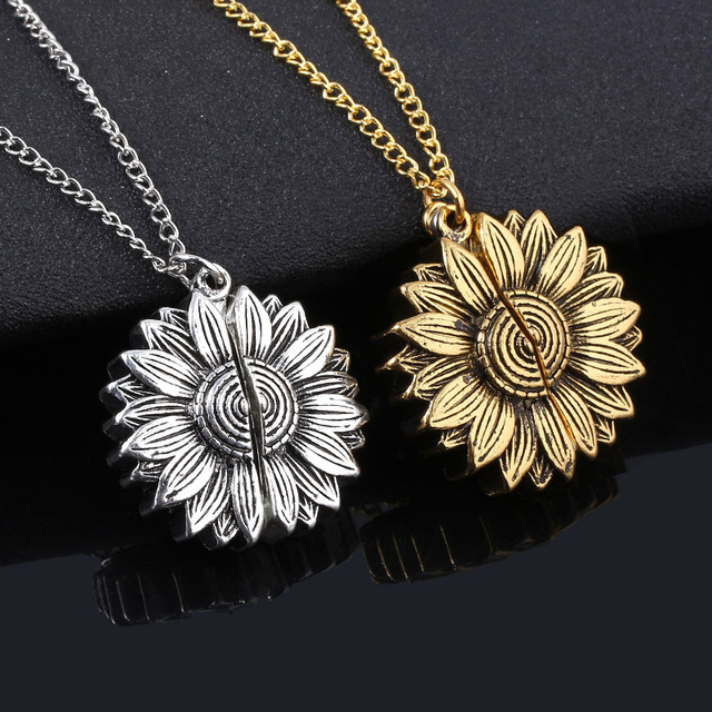 Naszyjnik kwiatowy z medalionem w kształcie słonecznika dla kobiet - Wianko - 26