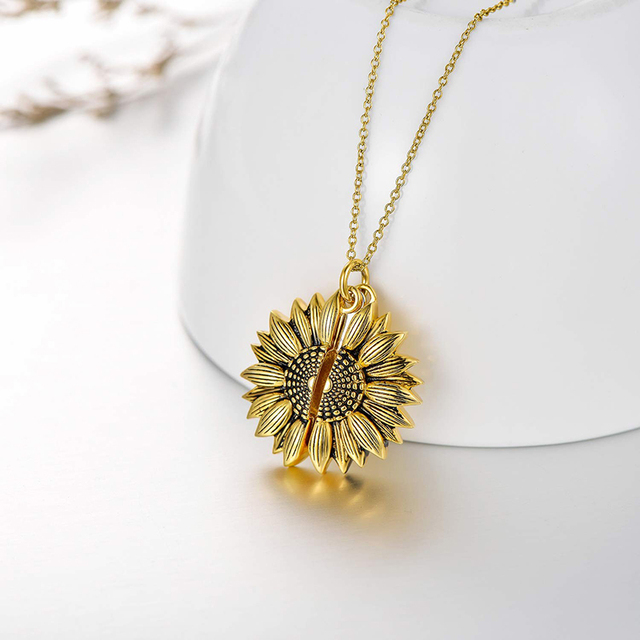 Naszyjnik kwiatowy z medalionem w kształcie słonecznika dla kobiet - Wianko - 18