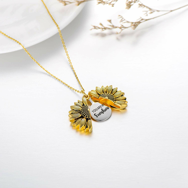 Naszyjnik kwiatowy z medalionem w kształcie słonecznika dla kobiet - Wianko - 17