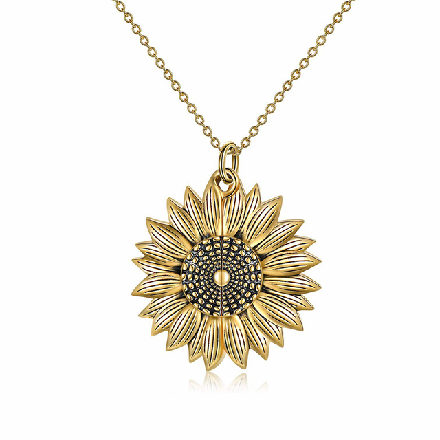 Naszyjnik kwiatowy z medalionem w kształcie słonecznika dla kobiet - Wianko - 16