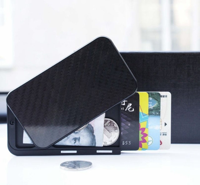 Etui na karty RFID z włókna węglowego - minimalistyczne, czarne, dla mężczyzn i kobiet - Wianko - 16