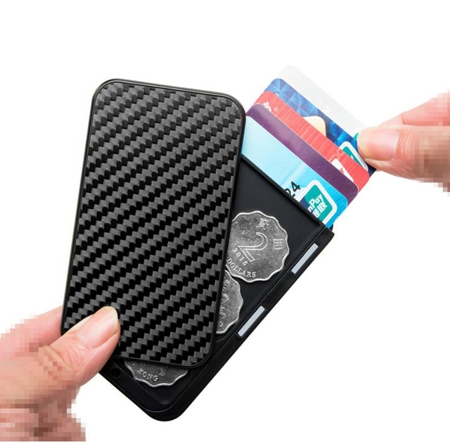 Etui na karty RFID z włókna węglowego - minimalistyczne, czarne, dla mężczyzn i kobiet - Wianko - 6