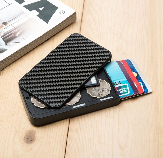 Etui na karty RFID z włókna węglowego - minimalistyczne, czarne, dla mężczyzn i kobiet - Wianko - 3