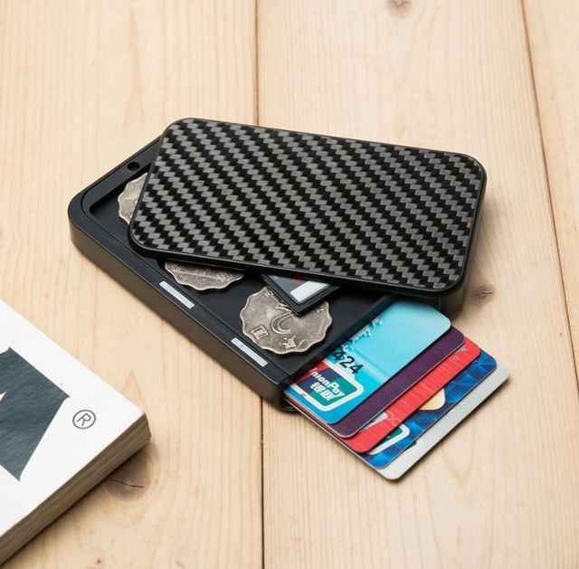 Etui na karty RFID z włókna węglowego - minimalistyczne, czarne, dla mężczyzn i kobiet - Wianko - 5