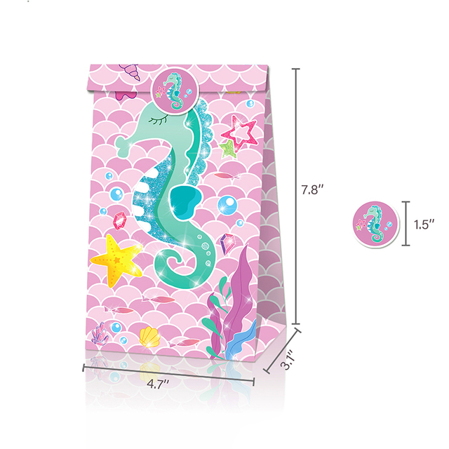 Mała syrenka - torby na cukierki Party (12 szt.) - motyw syreny - dekoracja Baby Shower, urodziny dziewczynki - Wianko - 4
