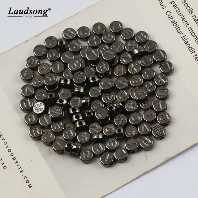 Płaskie okrągłe koraliki akrylowe 7MM w kolorze losowym z literami alfabetu do tworzenia biżuterii handmade - zestaw 100-500 szt - Wianko - 5