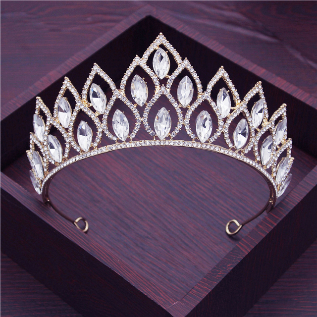Korona Tiara Krystaliczna Diadem Ślubny Bridal Biżuteria do Włosów dla Panny Młodej - Wianko - 3