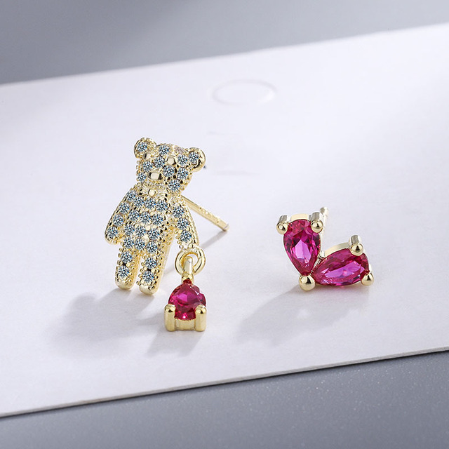 925 kolczyki sztyfty z różową cyrkonią dla kobiet - biżuteria elegancka, modna i antyalergiczna - Wianko - 1