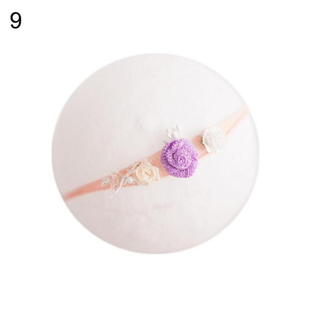 Opaska do włosów dla noworodka - perła, kwiat, biały - rekwizyty fotograficzne - Wianko - 11