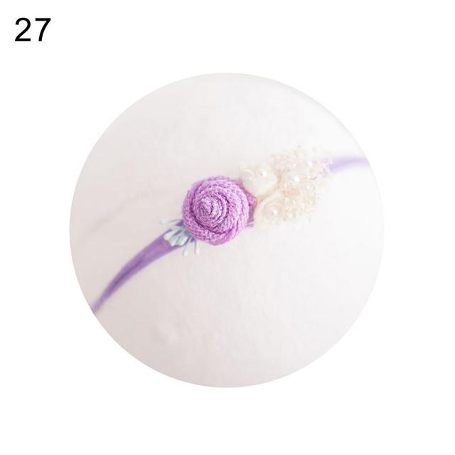 Opaska do włosów dla noworodka - perła, kwiat, biały - rekwizyty fotograficzne - Wianko - 18
