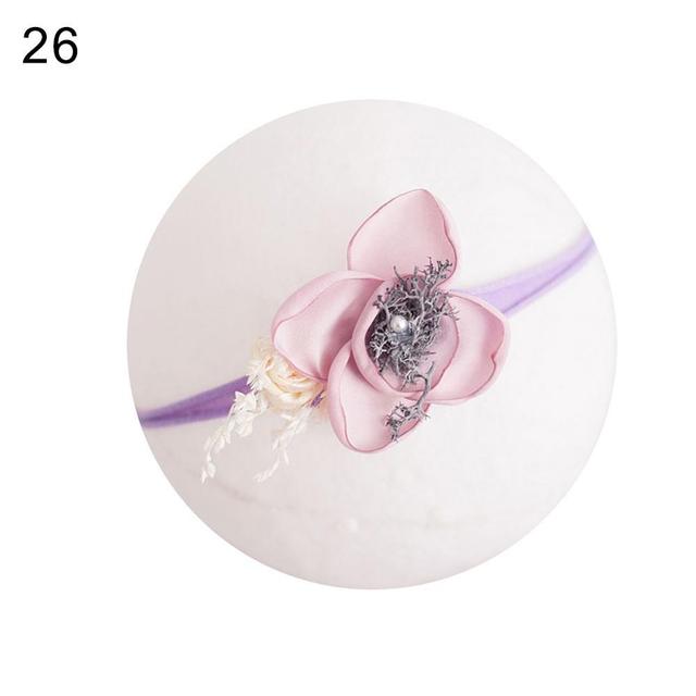Opaska do włosów dla noworodka - perła, kwiat, biały - rekwizyty fotograficzne - Wianko - 17