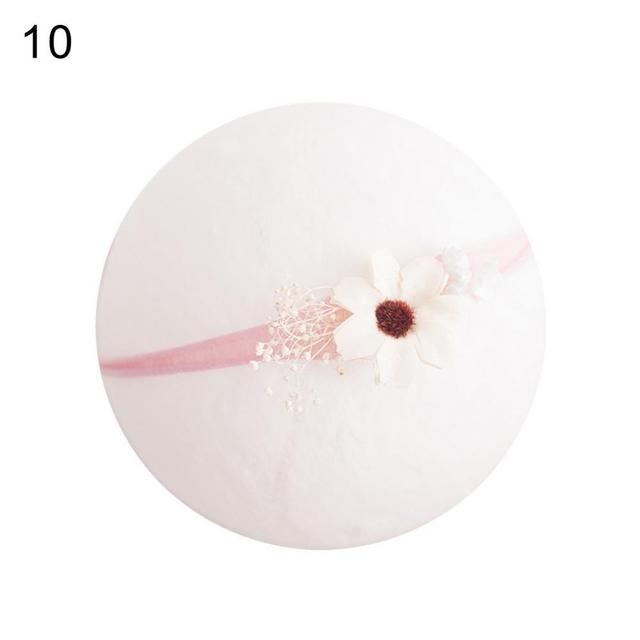 Opaska do włosów dla noworodka - perła, kwiat, biały - rekwizyty fotograficzne - Wianko - 12