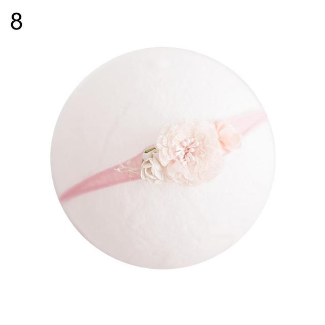 Opaska do włosów dla noworodka - perła, kwiat, biały - rekwizyty fotograficzne - Wianko - 10