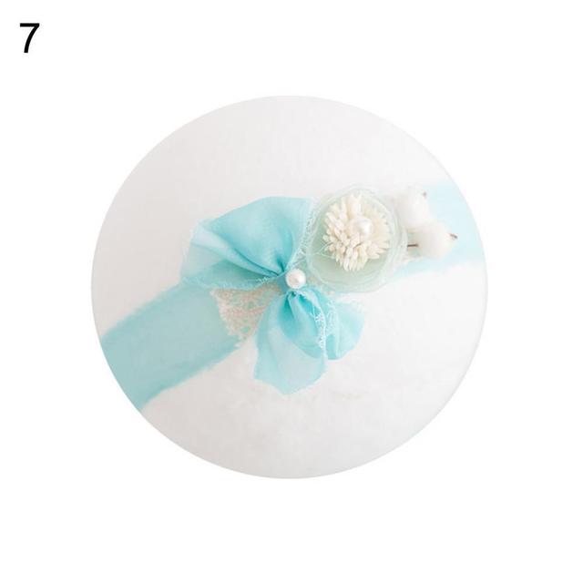 Opaska do włosów dla noworodka - perła, kwiat, biały - rekwizyty fotograficzne - Wianko - 9