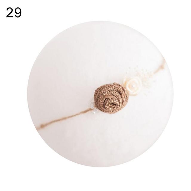 Opaska do włosów dla noworodka - perła, kwiat, biały - rekwizyty fotograficzne - Wianko - 20