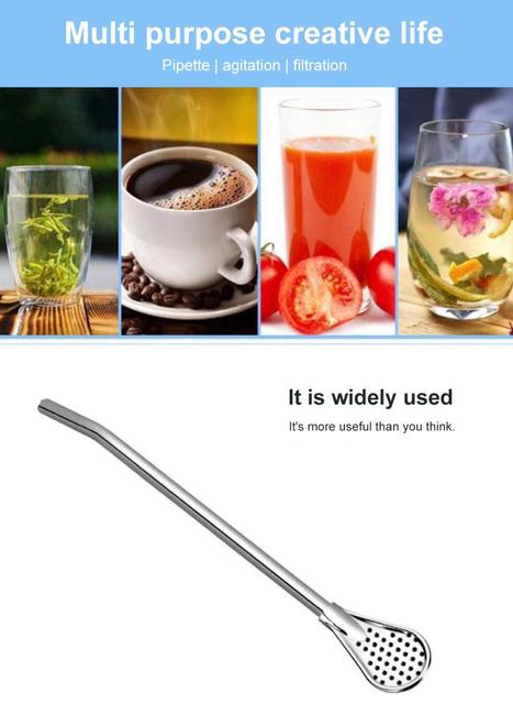 Filtr łyżka ze stali nierdzewnej do herbaty i napojów - słomka wielokrotnego użytku - Wianko - 5