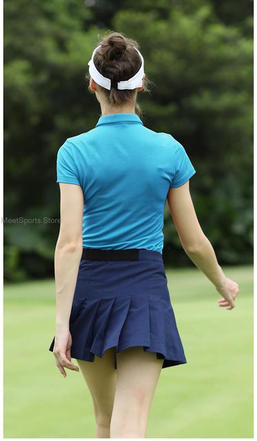 Koszule golfowe damske Pgm z krótkim rękawem, szybkoschnące i oddychające, sportowa obcisła odzież w topie, idealna do golfa i tenisa - Wianko - 10
