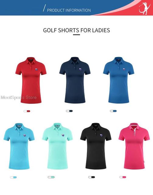 Koszule golfowe damske Pgm z krótkim rękawem, szybkoschnące i oddychające, sportowa obcisła odzież w topie, idealna do golfa i tenisa - Wianko - 4