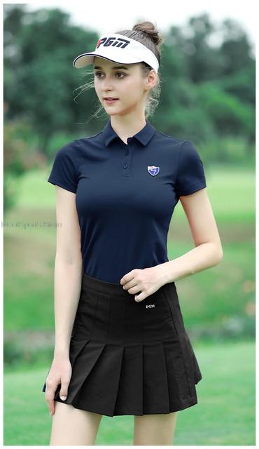 Koszule golfowe damske Pgm z krótkim rękawem, szybkoschnące i oddychające, sportowa obcisła odzież w topie, idealna do golfa i tenisa - Wianko - 7